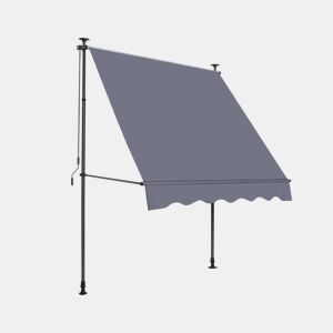Toldo com braço articulado 200 x 120 cm - ajustável em altura, sem necessidade de perfuração, com manivela, proteção UV - Cinzento