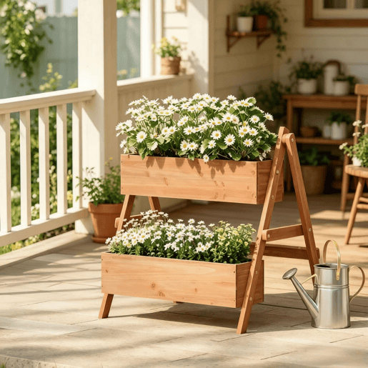 Canteiro elevado em degraus 80x62x68 cm u2014 para flores, legumes e ervas aromáticas, com design em nÃveis u2014 Castanho Canteiro elevado em degraus 80x62x68 cm u2014 para flores, legumes e ervas aromáticas, com design em nÃveis u2014 Castanho