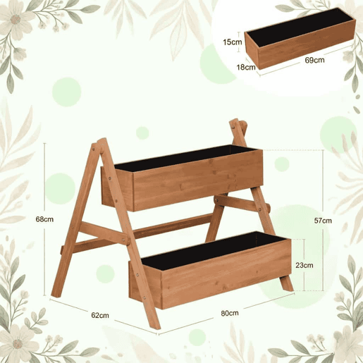 Canteiro elevado em degraus 80x62x68 cm u2014 para flores, legumes e ervas aromáticas, com design em nÃveis u2014 Castanho Canteiro elevado em degraus 80x62x68 cm u2014 para flores, legumes e ervas aromáticas, com design em nÃveis u2014 Castanho