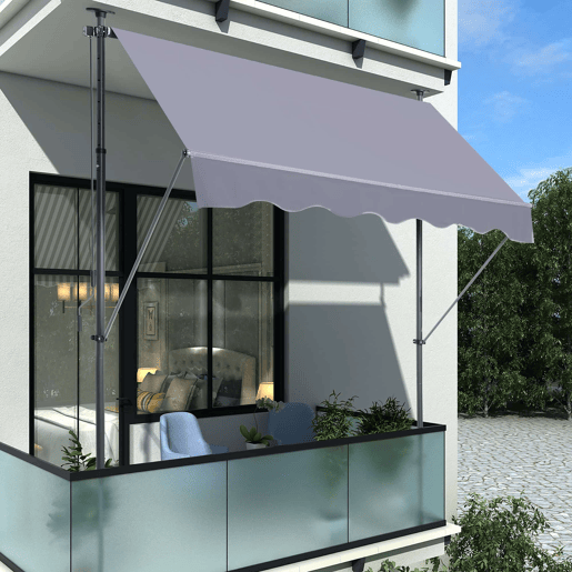 Toldo para varanda 300 x 120 cm - ajustável em altura, sem necessidade de perfuração, com manivela, proteção UV para exterior - Cinzento Toldo para varanda 300 x 120 cm - ajustável em altura, sem necessidade de perfuração, com manivela, proteção UV para exterior - Cinzento