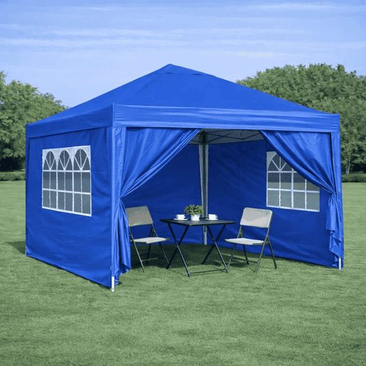 Tenda dobrável de 3 x 3 m - impermeável, resistente, com 4 paredes laterais, proteção UV 50+ e estrutura de aço - Azul Tenda dobrável de 3 x 3 m - impermeável, resistente, com 4 paredes laterais, proteção UV 50+ e estrutura de aço - Azul