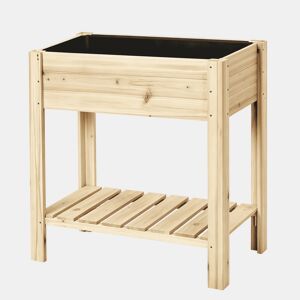Canteiro elevado 80x40x75 cm u2014 com prateleira de arrumação e concebido para ervas aromáticas e plantas u2014 madeira