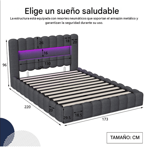 Cama estofada 160x200 cm, cama com estrado hidráulico, cama com estrado de ripas, candeeiro de leitura com porta de carregamento USB e iluminação LED, cama com baú, cama de casal, cama juvenil (cinza) Cama estofada 160x200 cm, cama com estrado hidráulico, cama com estrado de ripas, candeeiro de leitura com porta de carregamento USB e iluminação LED, cama com baú, cama de casal, cama juvenil (cinza)
