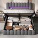 Cama, cama hidráulica, USB, iluminación LED, cama doble 220x153 Cama, cama hidráulica, USB, iluminación LED, cama doble 220x153 Gris