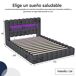 Cama, cama hidráulica, USB, iluminación LED, cama doble 220x153 Cama, cama hidráulica, USB, iluminación LED, cama doble 220x153 Gris
