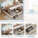 Cama, USB, LED, cama doble, cama funcional, cama con almacenaje 203x165 Cama, USB, LED, cama doble, cama funcional, cama con almacenaje 203x165 Beige