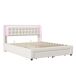 Cama, USB, LED, cama doble, cama funcional, cama con almacenaje 203x165 Cama, USB, LED, cama doble, cama funcional, cama con almacenaje 203x165 Beige