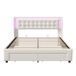 Cama, USB, LED, cama doble, cama funcional, cama con almacenaje 203x165 Cama, USB, LED, cama doble, cama funcional, cama con almacenaje 203x165 Beige