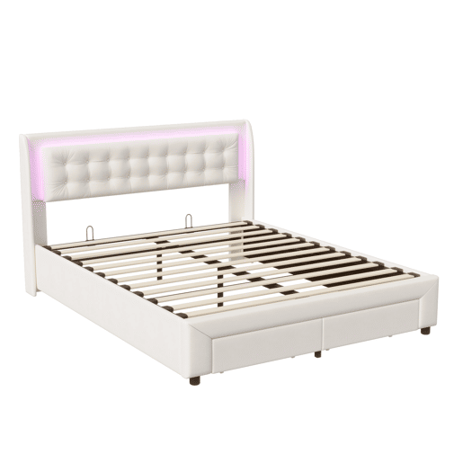Cama 160x200cm, USB, LED, cama de casal, cama funcional, cama com arrumação, cama de madeira, veludo, bege Cama 160x200cm, USB, LED, cama de casal, cama funcional, cama com arrumação, cama de madeira, veludo, bege