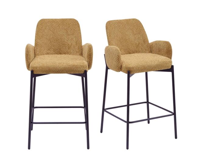 Taburete de bar de tela ikon ocre (x2)