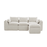 Sofá modular de 3 lugares com apoio para os pés u2014 almofadas, porta-copos, 2 bolsos laterais, espuma e molas, tecido de veludo cotelê u2014 bege