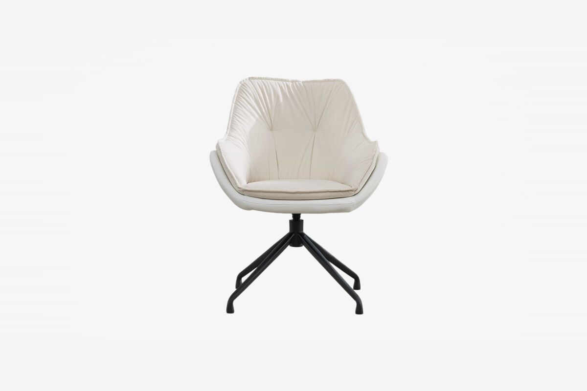 silla de oficina y tocador de cuero sintetico con reposabrazos tamano estandar - asiento bajo ergonomico ideal para salon y dormitorio - beige