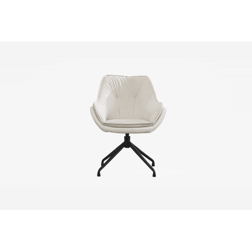 Cadeira de escritório e de maquilhagem em couro sintético com braços de tamanho padrão - assento baixo ergonómico, ideal para a sala de estar e o quarto - bege