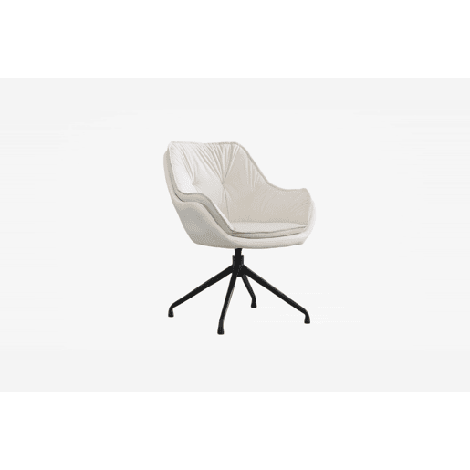 Cadeira de escritório e de maquilhagem em couro sintético com braços de tamanho padrão - assento baixo ergonómico, ideal para a sala de estar e o quarto - bege