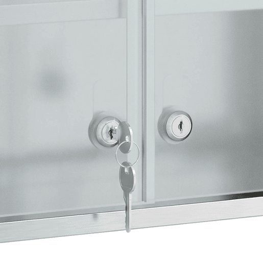 HOMCOM Armário de Medicamentos de Parede 3 Níveis com 2 Portas de Vidro, Prateleiras, Fechadura e 2 Chaves, para Casa de Banho e Cozinha, 46x12x48 cm, Prateado HOMCOM Armário de Medicamentos de Parede 3 Níveis com 2 Portas de Vidro, Prateleiras, Fechadura e 2 Chaves, para Casa de Banho e Cozinha, 46x12x48 cm, Prateado