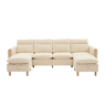 Sofá em U modular de 4 lugares u2014 com duas otomanas com espaço de arrumação, design modular com pés de madeira, tecido de chenille confortável u2014 bege
