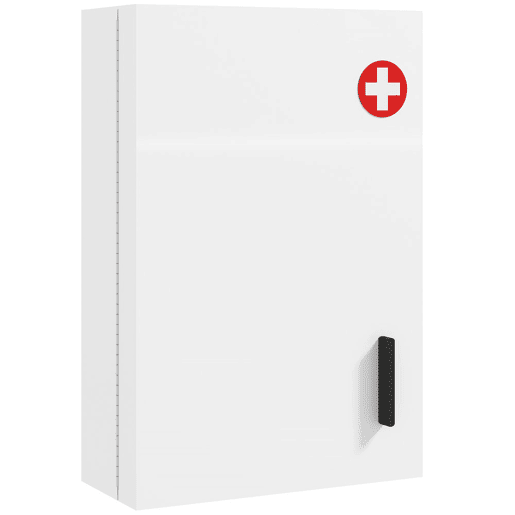 HOMCOM Armário de Medicamentos de Parede com 6 Zonas de Arrumação, Fechadura e 2 Chaves, em Aço, 40x18x60 cm, Branco HOMCOM Armário de Medicamentos de Parede com 6 Zonas de Arrumação, Fechadura e 2 Chaves, em Aço, 40x18x60 cm, Branco