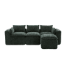 Sofá modular de 3 lugares + pufe para os pés de 3 lugares u2014 com almofadas, porta-copos, bolsos laterais, espuma e núcleo de molas, design modular, chenille u2014 verde escuro
