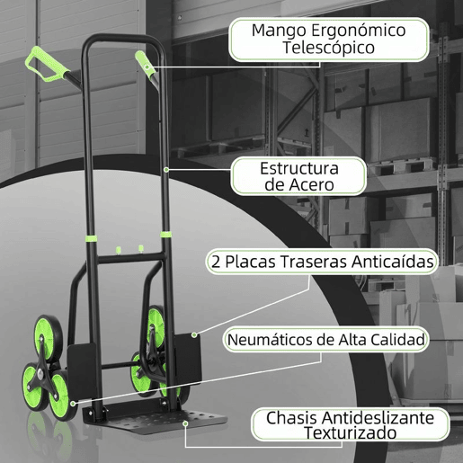 DURHAND Carrinho de Carga Dobrável para Escadas, 6 Rodas, 120 kg, Portátil, Verde DURHAND Carrinho de Carga Dobrável para Escadas, 6 Rodas, 120 kg, Portátil, Verde