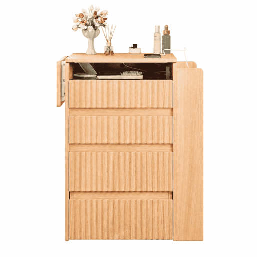 Penteadeira 79 x 120 x 40 cm - espelho LED dobrĂ¡vel, tomadas, USB e Type-C, 3 gavetas e banco com rodas - Natural Penteadeira 79 x 120 x 40 cm - espelho LED dobrĂ¡vel, tomadas, USB e Type-C, 3 gavetas e banco com rodas - Natural