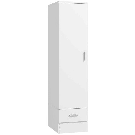 HOMCOM Roupeiro Moderno para Quarto com Barra de Pendurar, Gaveta e Prateleira Superior, 40x52x170 cm, Branco HOMCOM Roupeiro Moderno para Quarto com Barra de Pendurar, Gaveta e Prateleira Superior, 40x52x170 cm, Branco