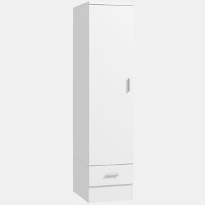 HOMCOM Roupeiro Moderno para Quarto com Barra de Pendurar, Gaveta e Prateleira Superior, 40x52x170 cm, Branco