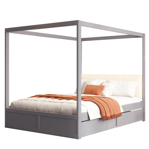 Cama de casal de madeira maciça 140x200 cm,cinza Cama de casal de madeira maciça 140x200 cm,cinza