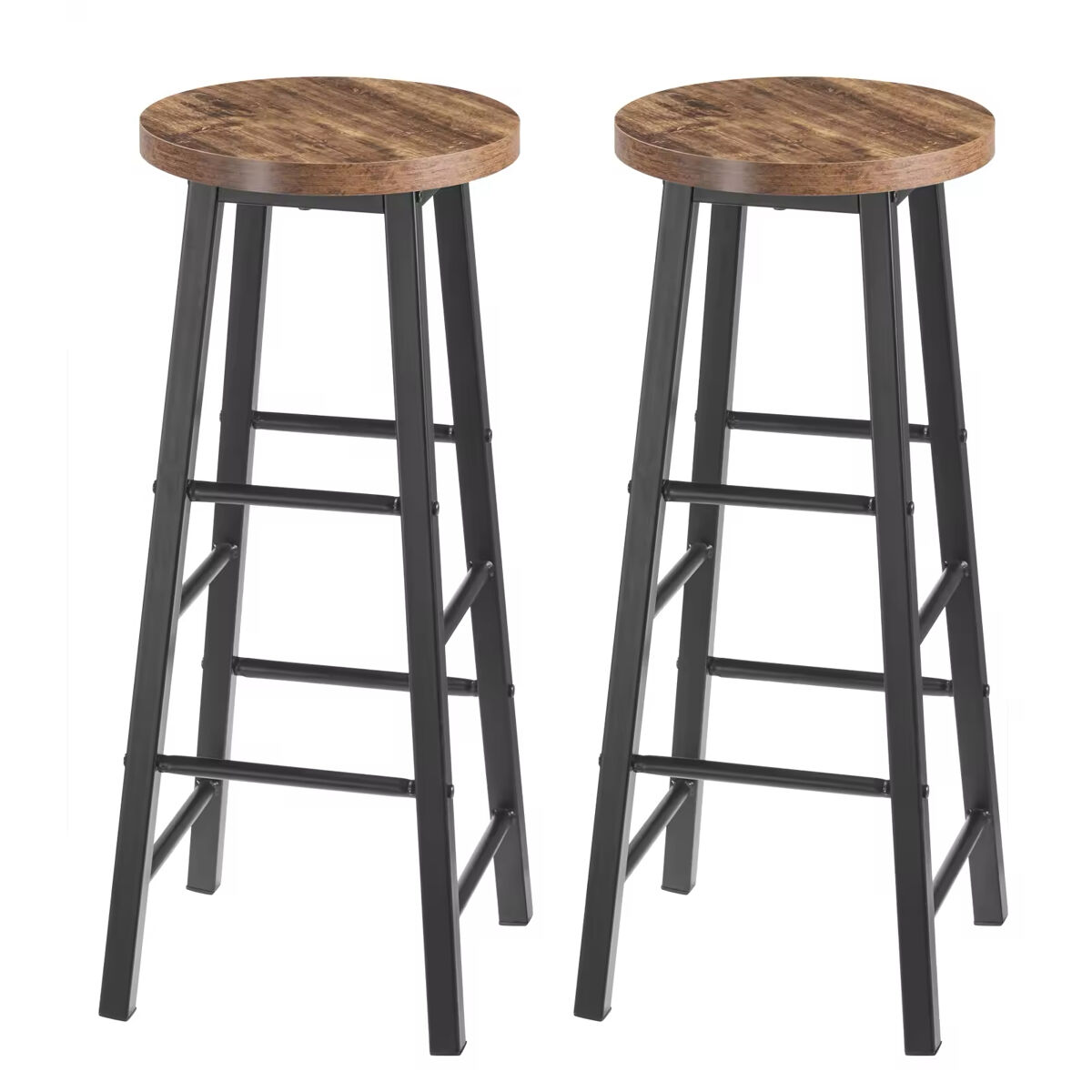 Taburetes de bar 30x30x71 cm - estilo bistró con reposapiés, set de 2 sillas altas de cocina - negro y vintage