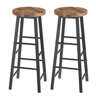 Bancos de bar 30x30x71 cm - Estilo bistrô com apoio para os pés, conjunto de 2 bancos altos de cozinha - Preto e vintage