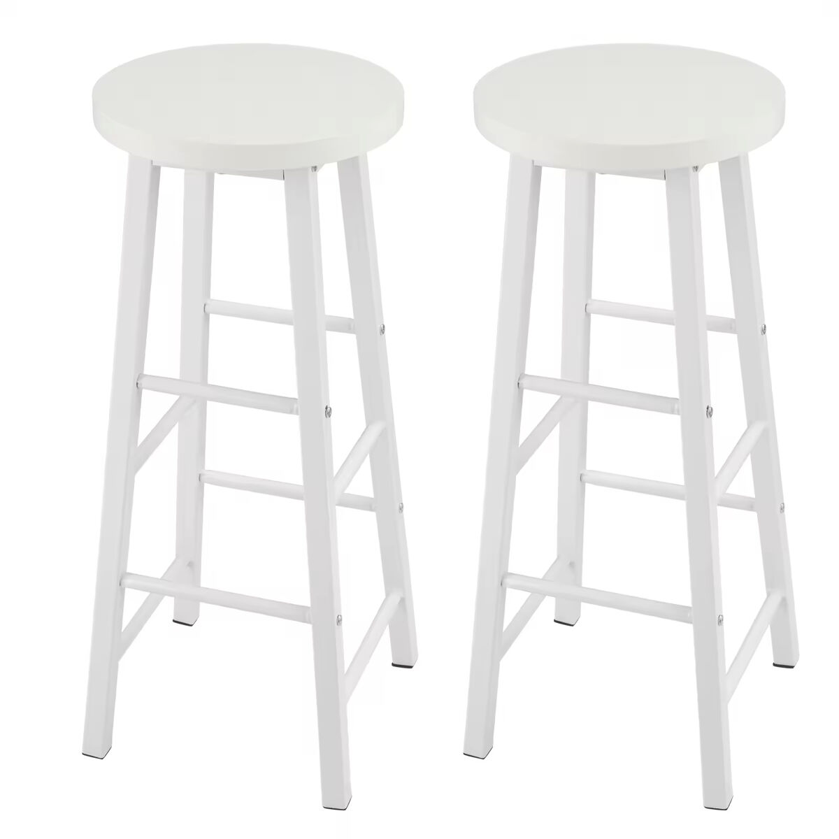 Taburetes de bar 30x30x71 cm - juego de 2, con reposapiés estilo bistró para cocina - blanco
