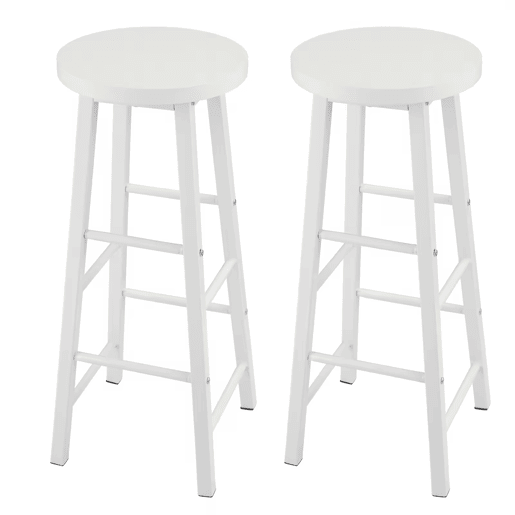 Bancos de bar 30x30x71 cm - Conjunto de 2, com apoio para os pés ao estilo bistrô para cozinha - Branco