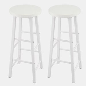 Bancos de bar 30x30x71 cm - Conjunto de 2, com apoio para os pés ao estilo bistrô para cozinha - Branco