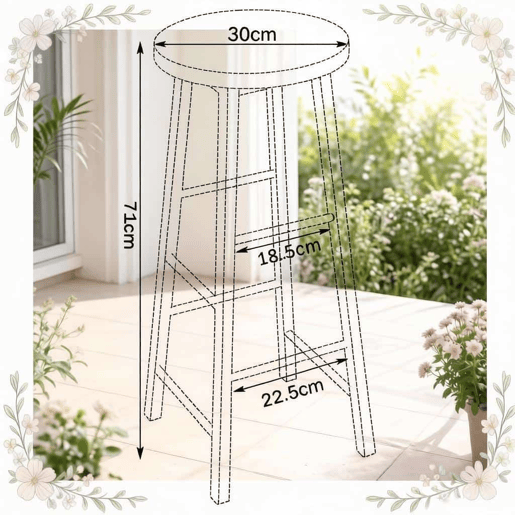 Bancos de bar 30x30x71 cm - Conjunto de 2, com apoio para os pés ao estilo bistrô para cozinha - Branco