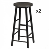 Bancos de bar 30x30x71 cm - Estilo bistrô, com apoio para os pés, conjunto de 2 unidades - Preto e ferrugem