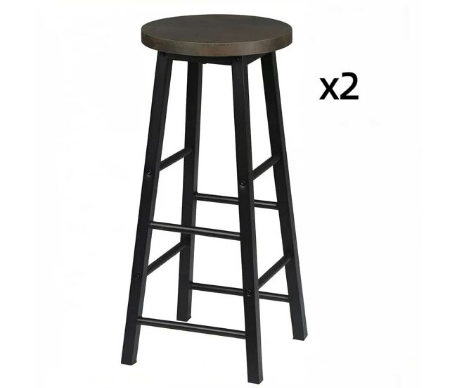 Taburetes de bar 30x30x71 cm - estilo bistró, con reposapiés, set de 2 unidades - negro y óxido