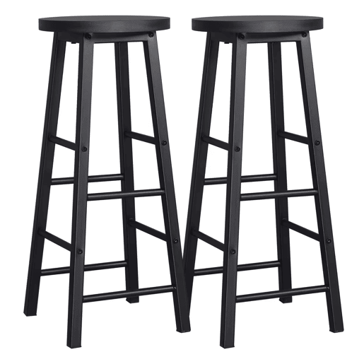 Conjunto de 2 bancos de bar 30x30x71 cm - estilo bistrô com apoio para os pés - preto Conjunto de 2 bancos de bar 30x30x71 cm - estilo bistrô com apoio para os pés - preto