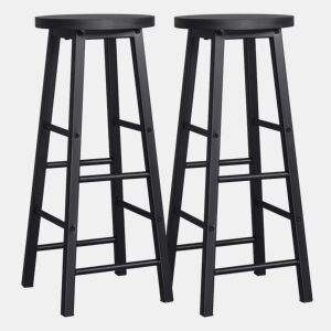 Conjunto de 2 bancos de bar 30x30x71 cm - estilo bistrô com apoio para os pés - preto