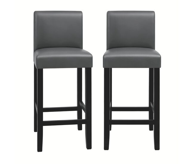 Taburetes de bar 41x37,5x110 cm - set de 2 sillas altas con respaldo y asiento acolchado - negro y gris