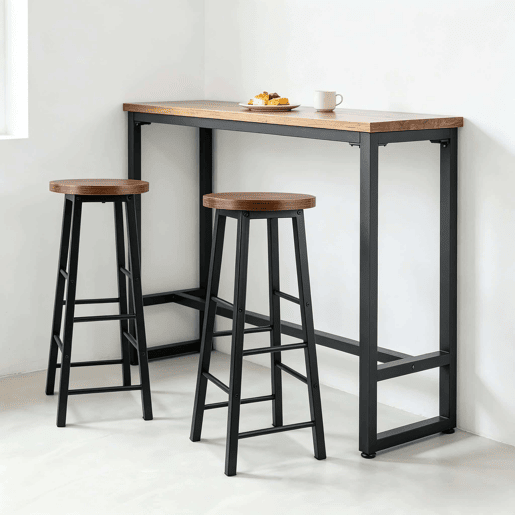 Bancos de bar 30x30x71 cm - Conjunto de 2, estilo bistrô com apoio para os pés para cozinha - Castanho Bancos de bar 30x30x71 cm - Conjunto de 2, estilo bistrô com apoio para os pés para cozinha - Castanho