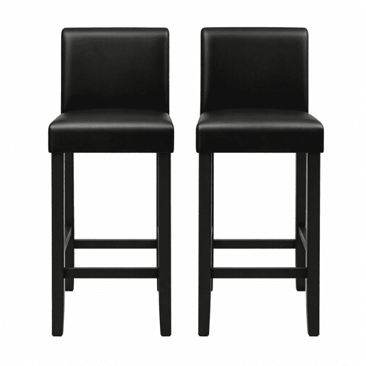 Bancos de bar 37,5 x 41 x 110 cm - Conjunto de 2, encosto alto, estilo elegante para cozinha - Preto