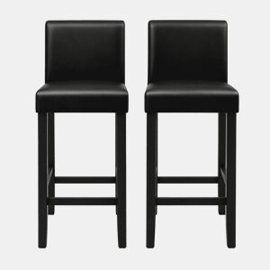 Bancos de bar 37,5 x 41 x 110 cm - Conjunto de 2, encosto alto, estilo elegante para cozinha - Preto