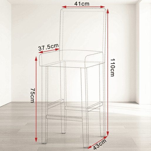 Bancos de bar 37,5 x 41 x 110 cm - Conjunto de 2, encosto alto, estilo elegante para cozinha - Preto
