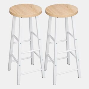 Bancos de bar 30x30x71 cm - Estilo bistrô com apoio para os pés, conjunto de 2 unidades - Carvalho claro