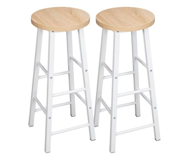 Taburetes de bar 30x30x71 cm - estilo bistró con reposapiés, set de 2 unidades - roble claro