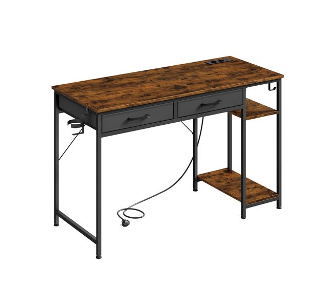 Escritorio de estudio 120x51x75 cm - moderno con cajón de tela, escritorio de ordenador multifuncional - marrón rústico