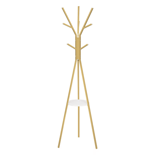 Cabideiro de pé 45,5 x 45,5 x 180 cm - Design elegante e moderno em forma de tripé - Dourado Cabideiro de pé 45,5 x 45,5 x 180 cm - Design elegante e moderno em forma de tripé - Dourado