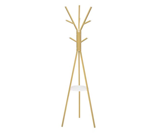 Perchero de pie 45.5x45.5x180 cm - diseño de trípode elegante y moderno - dorado