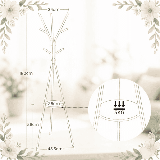 Cabideiro de pé 45,5 x 45,5 x 180 cm - Design elegante e moderno em forma de tripé - Dourado Cabideiro de pé 45,5 x 45,5 x 180 cm - Design elegante e moderno em forma de tripé - Dourado