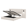 Cama de casal de veludo 180x200 cm com armazenamento,bege