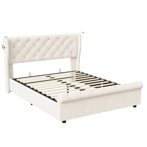 Cama 140 x 190 cm, USB, LED, cama de casal, cama jovem, cama funcional, cama com arrumação Cama 140 x 190 cm, USB, LED, cama de casal, cama jovem, cama funcional, cama com arrumação